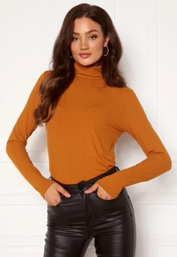 VILA Solitta Rib Rollneck Pumpkin Spice L