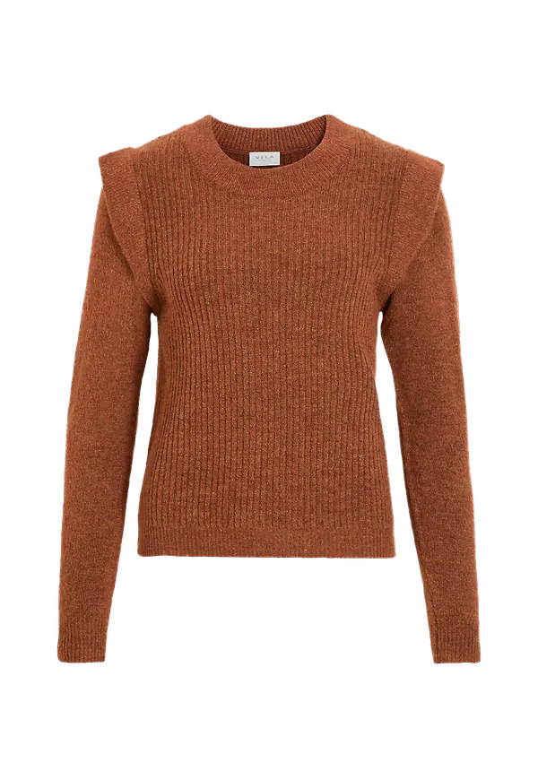 Vila - Tröja viEsha Knit Shoulder Detail L/S Top - Brun