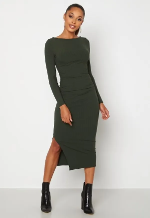 BUBBLEROOM Minea drapy dress Dark green XL