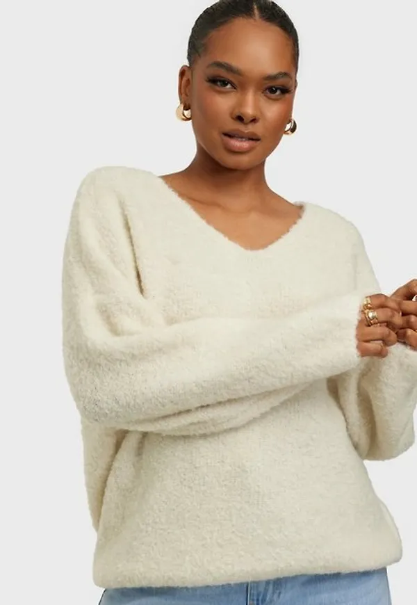 Vero Moda Vmbonny Ls V-Neck Blouse Ga Boo Stickade tröjor Birch W. Melange