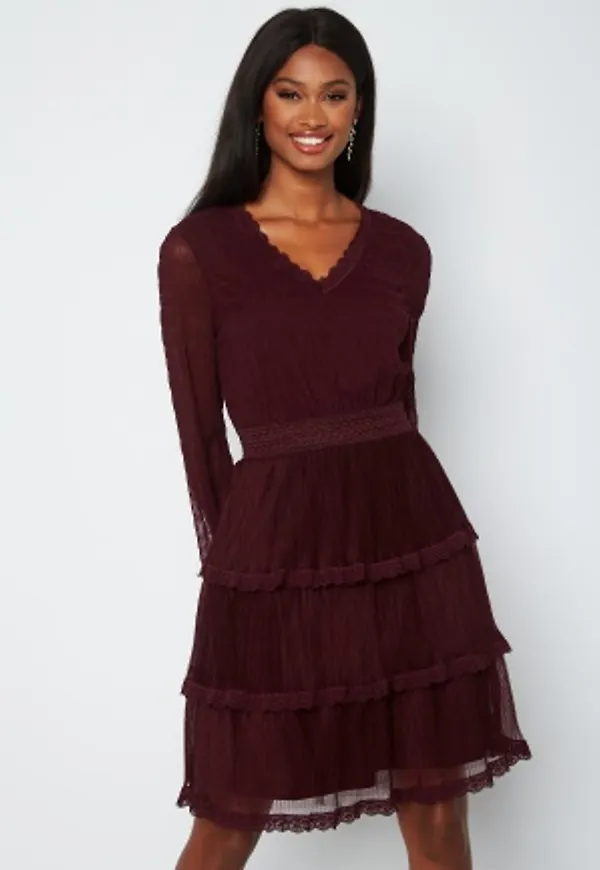 Happy Holly Alice Lace Dress Dark wine-red 36/38