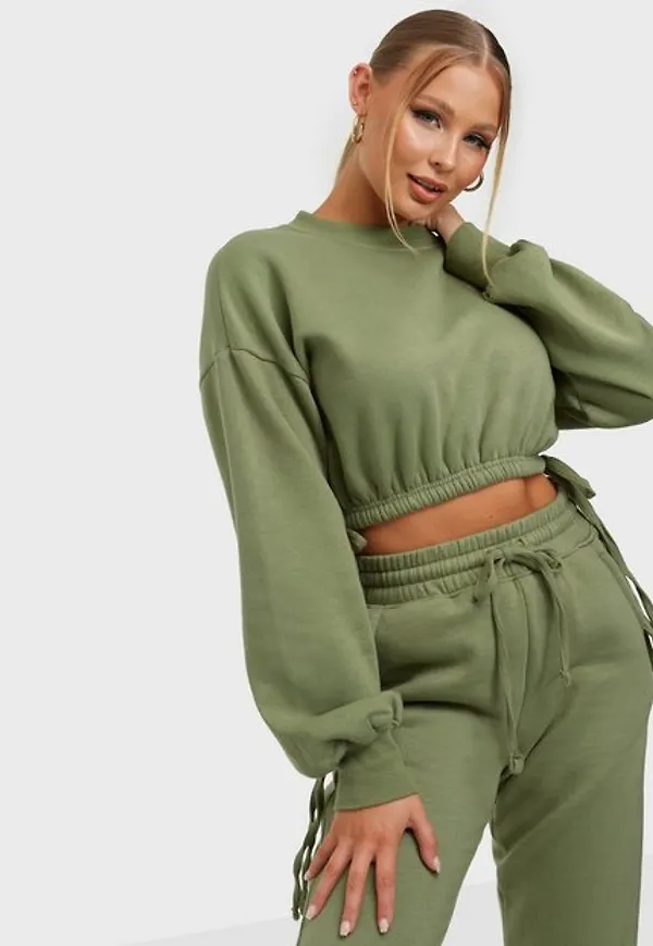 Public Desire Tie Gathered Waist Crop Sweat Sweatshirts