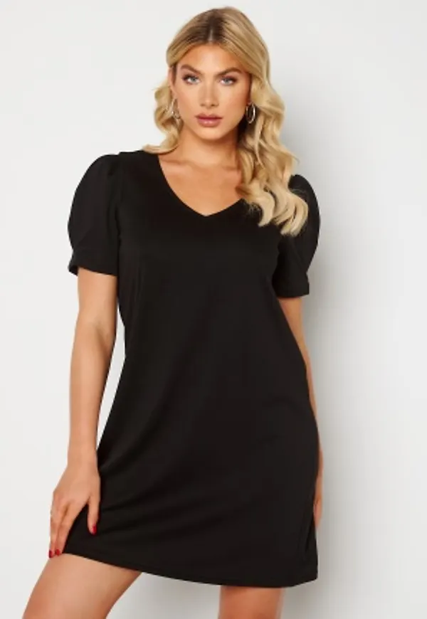 VILA Tinny V-Neck S/S Puff Sleeve Dress Black M
