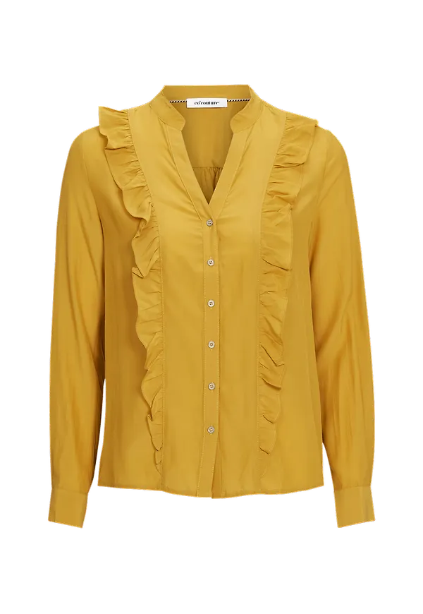 co'couture - Volangblus Florence Frill Shirt - Brun