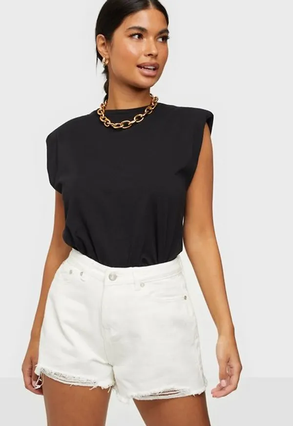 Missguided Rip Hem High Waist Shorts Shorts
