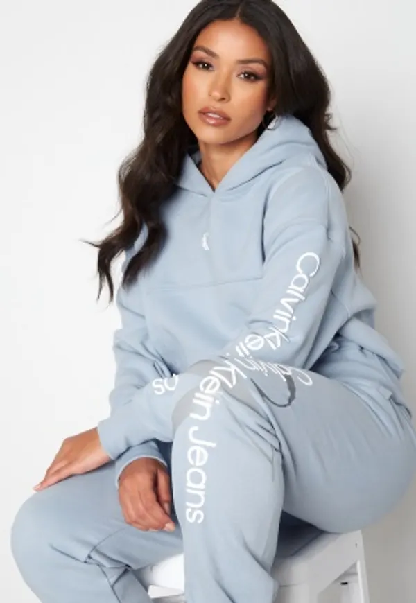 Calvin Klein Jeans Back Two Tone Monogram Hoodie C1U Bayshore Blue M