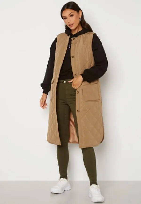 ONLY Nayra S/L Long Quilt Vest Tannin XS