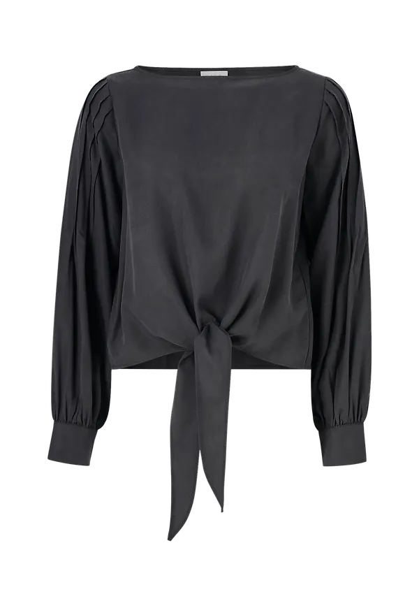 Vila - Blus viRobera Tie Boatneck L/S Top - Svart