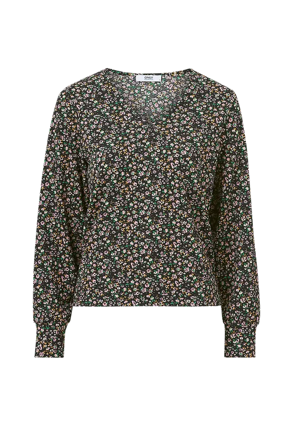 Only - Topp onlZille L/S V-neck Top - Svart