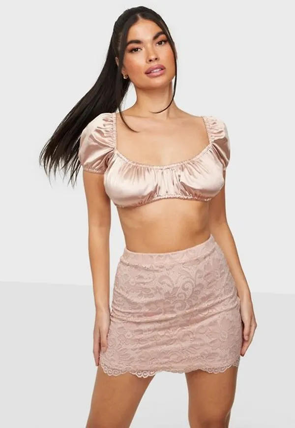 NLY One Mini Lace Skirt Minikjolar Dusty Pink