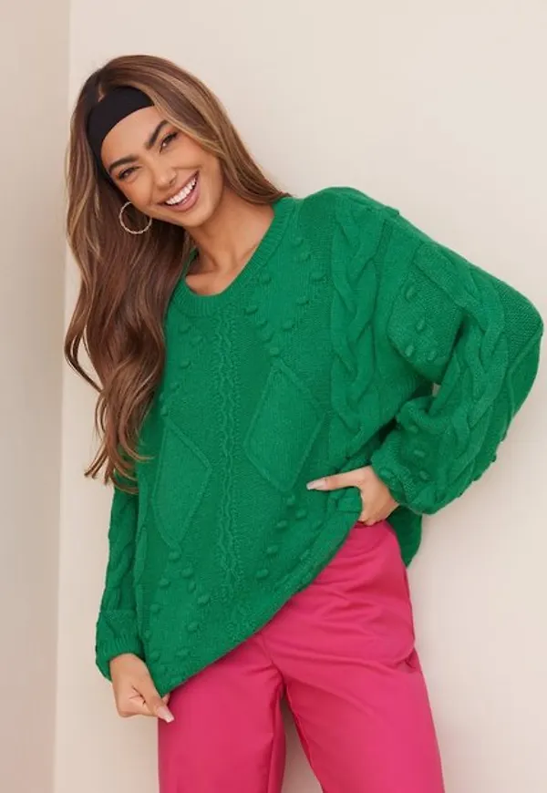 Pieces Pcdonsi Ls Knit D2D Stickade tröjor Simply Green