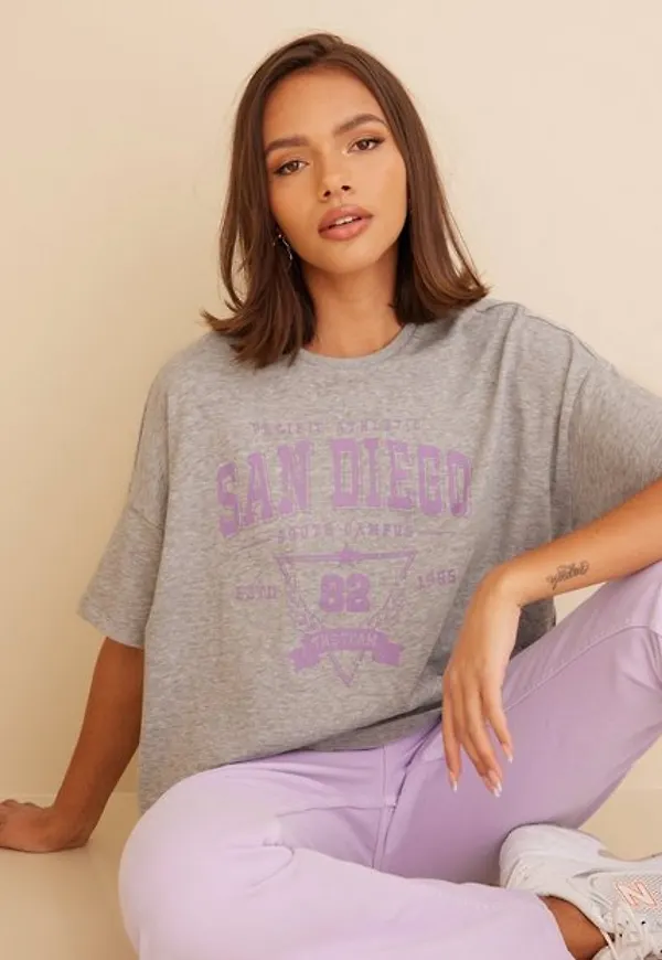 Only Onlzina S/S O-Neck Swt T-shirts Light Grey Melange San Diego