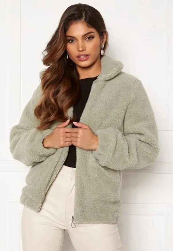 BUBBLEROOM Tove teddy jacket Dusty green 36
