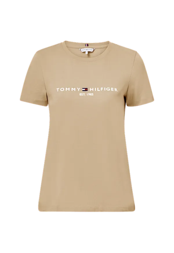 Tommy Hilfiger - Topp Regular Hilfiger C-NK Tee SS - Beige