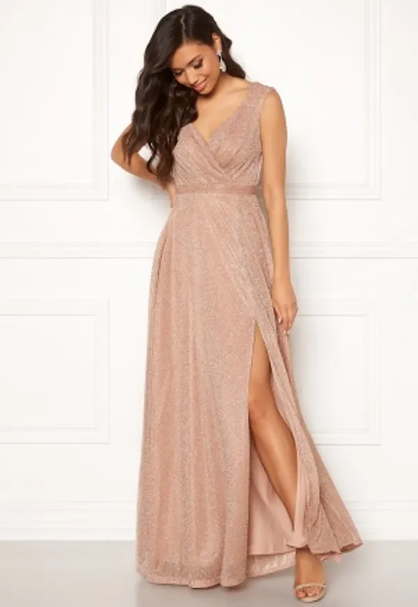 Goddiva Glitter Wrap Maxi Dress Nude XXL (UK18)
