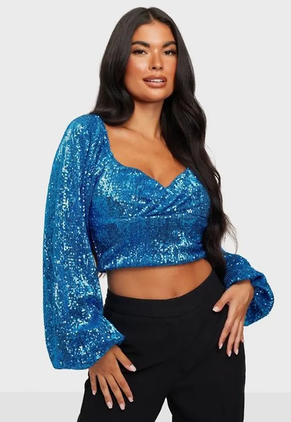 NLY Trend Sequin Top Festtoppar Blå