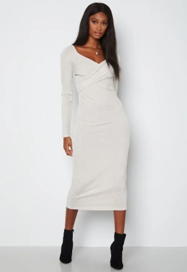 BUBBLEROOM Neah rib dress Beige melange L