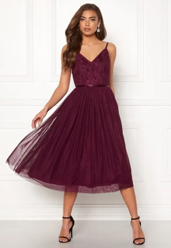Moments New York Daphne Mesh Dress Wine-red 36