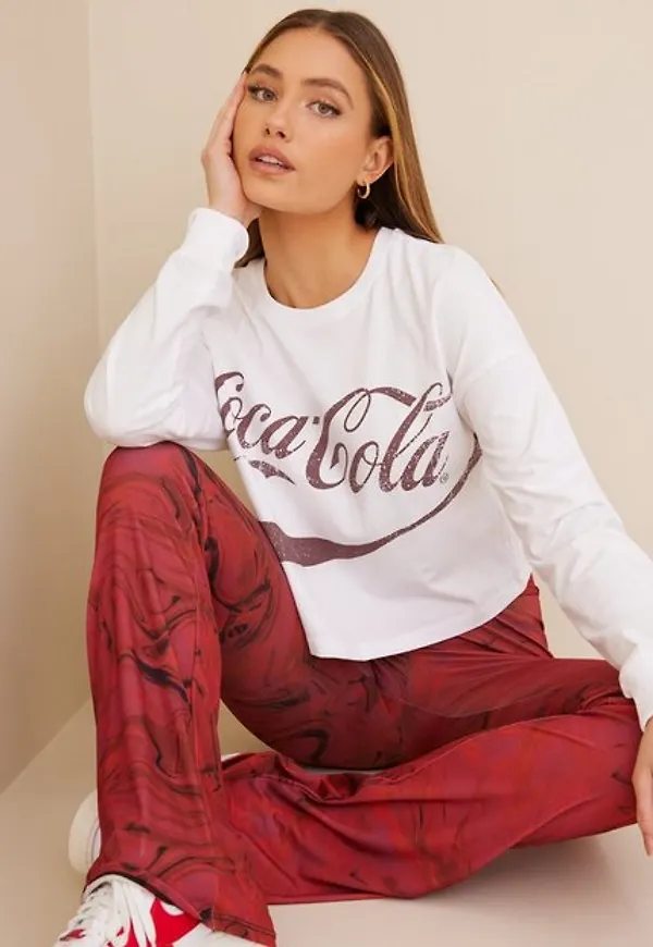 Only Onlcoca Cola Life L/S Top Box Jrs Långärmade toppar Bright White Wave