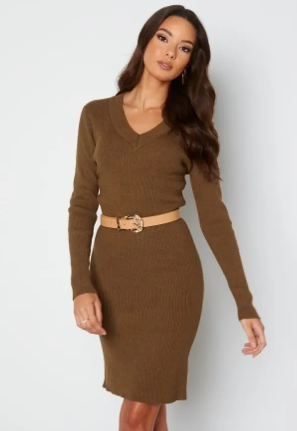 Object Collectors Item Fae Thess L/S Rib Knit Dress Sepia XS