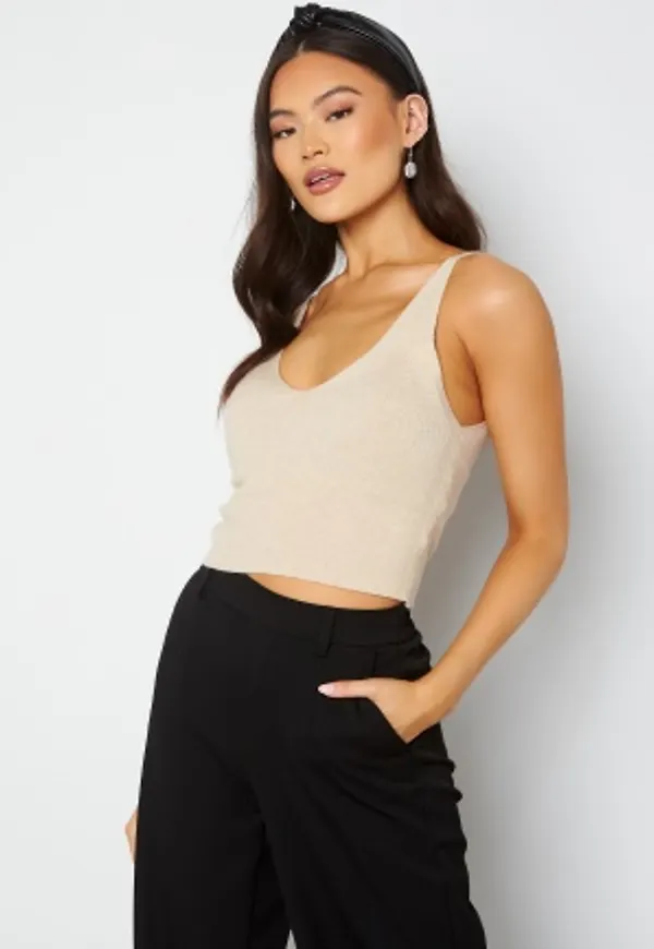 ONLY Cozy S/L Cropped Top Knit Pumice Stone S