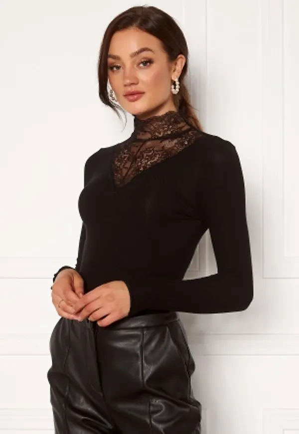 Pieces Siri LS T-Neck Top Black L