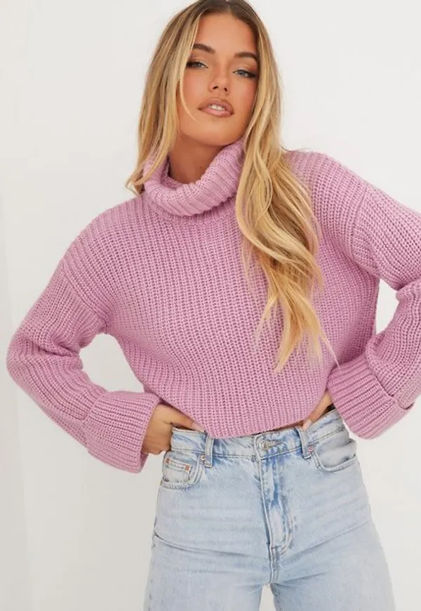 NLY Trend Cropped Roll Neck Knit Tröjor