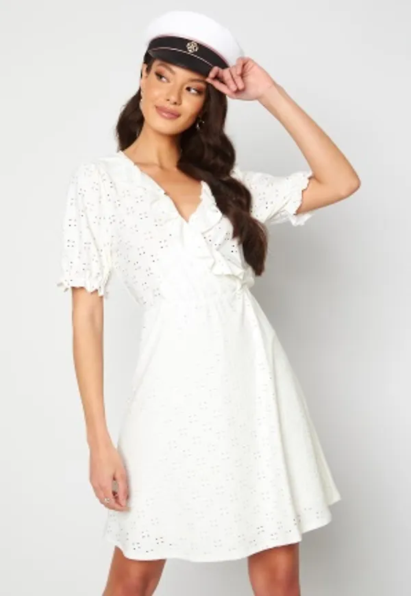 VILA Tressy S/S Wrap Dress Cloud Dancer L
