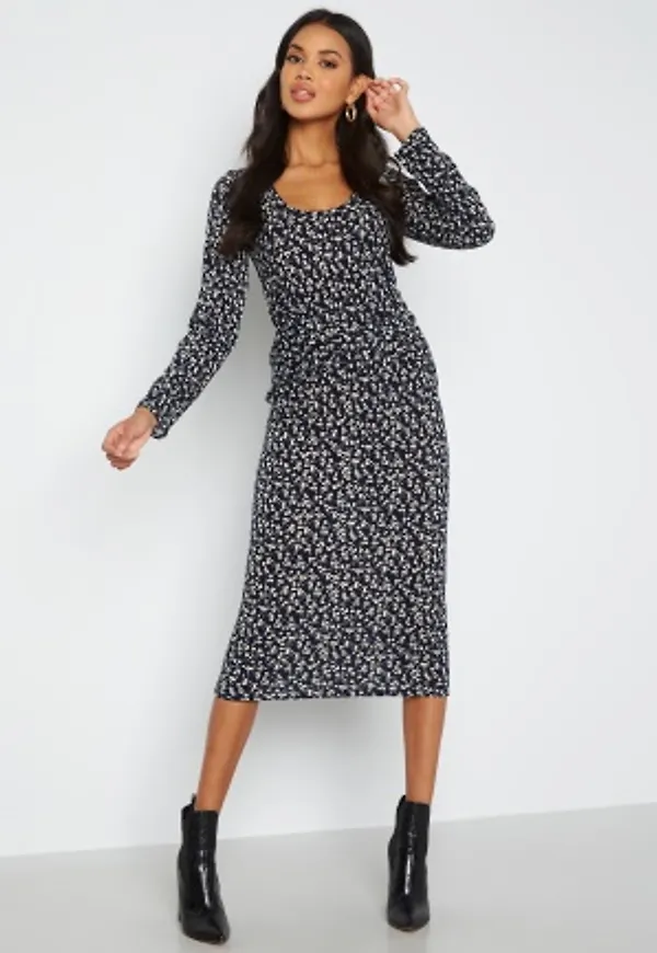 Happy Holly Ziva twisted midi dress Dark blue / Floral 36/38