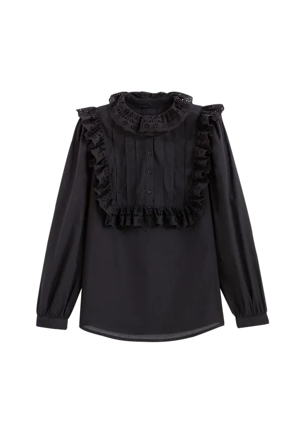 La Redoute - Blus med ståkrage och lång ärm - Svart