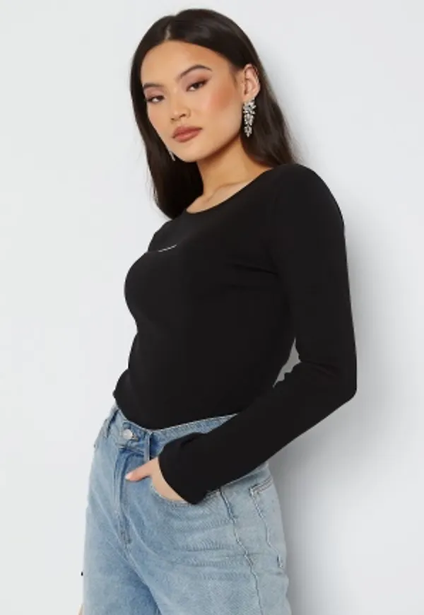 Calvin Klein Jeans Micro Branding Rib LS Tee BEH Ck Black XS