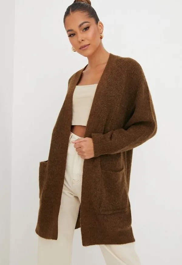Selected Femme Slflulu Ls Knit Long Cardigan B No Cardigans Rubber Melange