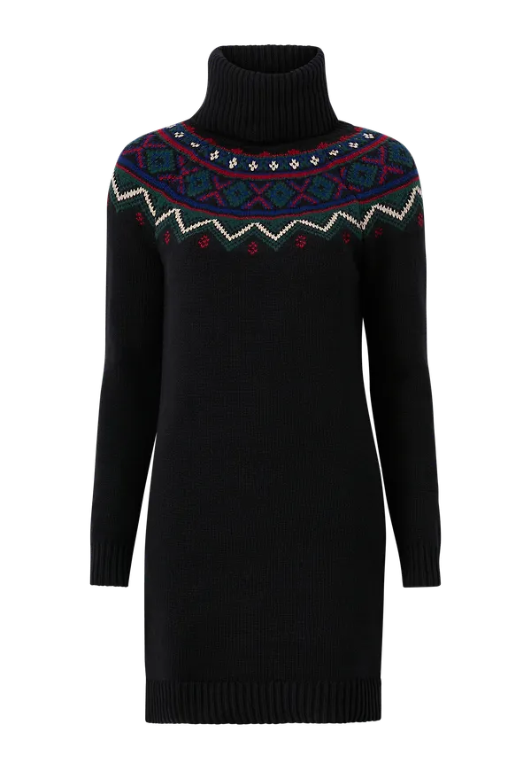 Lauren Ralph Lauren - Stickad klänning Superb-LS Turtle Neck Dress - Svart