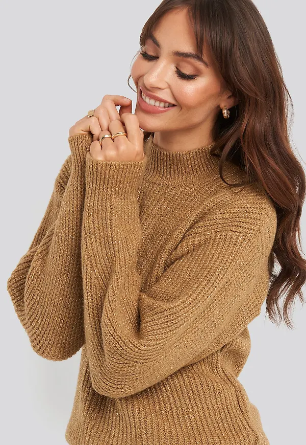 Trendyol Silvery Knitted Sweater - Brown