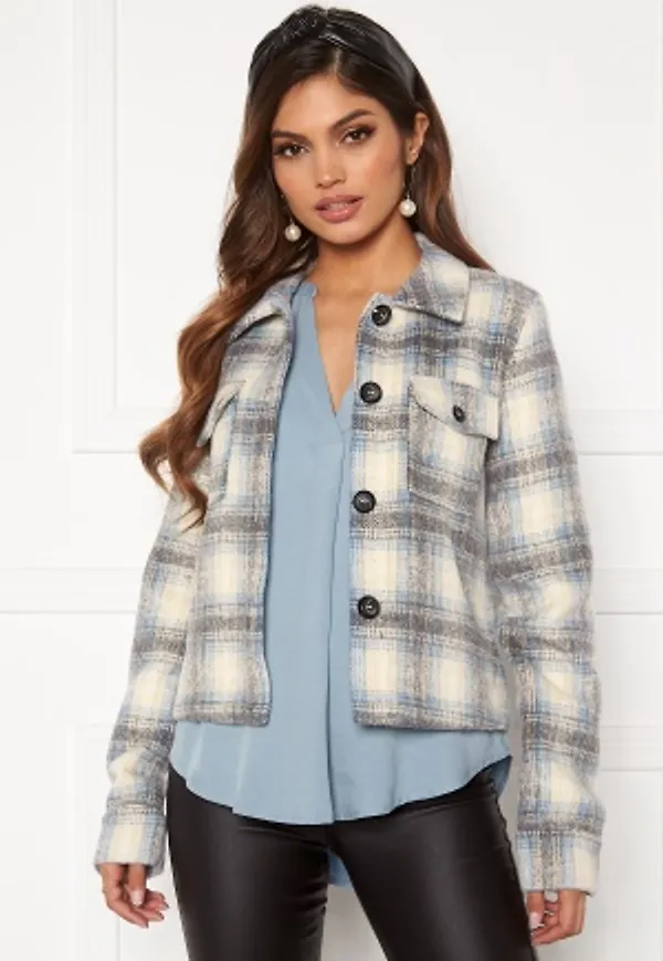 ONLY Lou Short Check Jacket Pumice Stone L