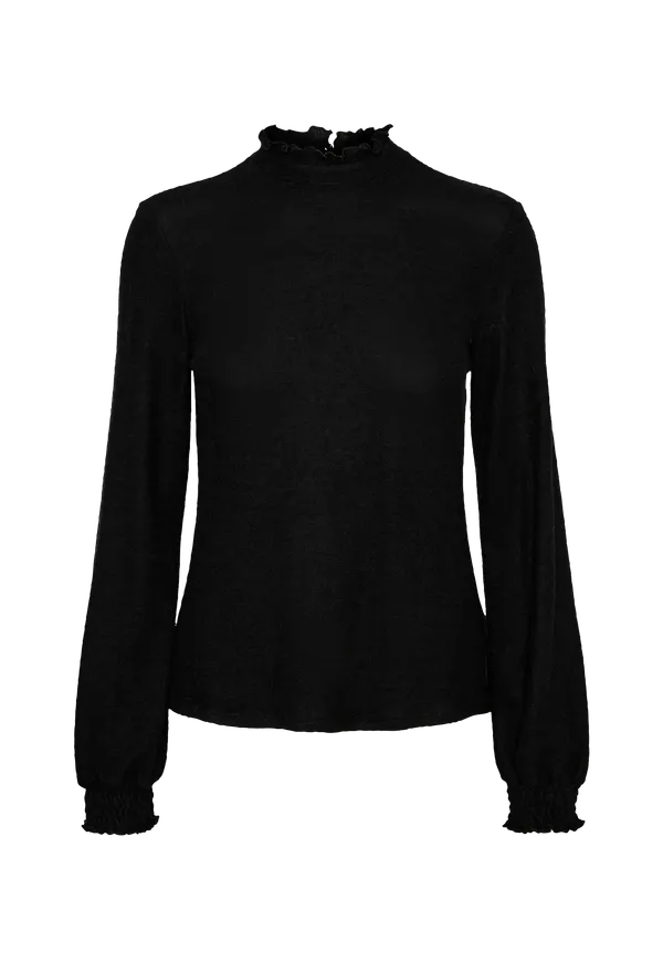 Vero Moda - Topp vmTammi L/S Frill Top - Svart