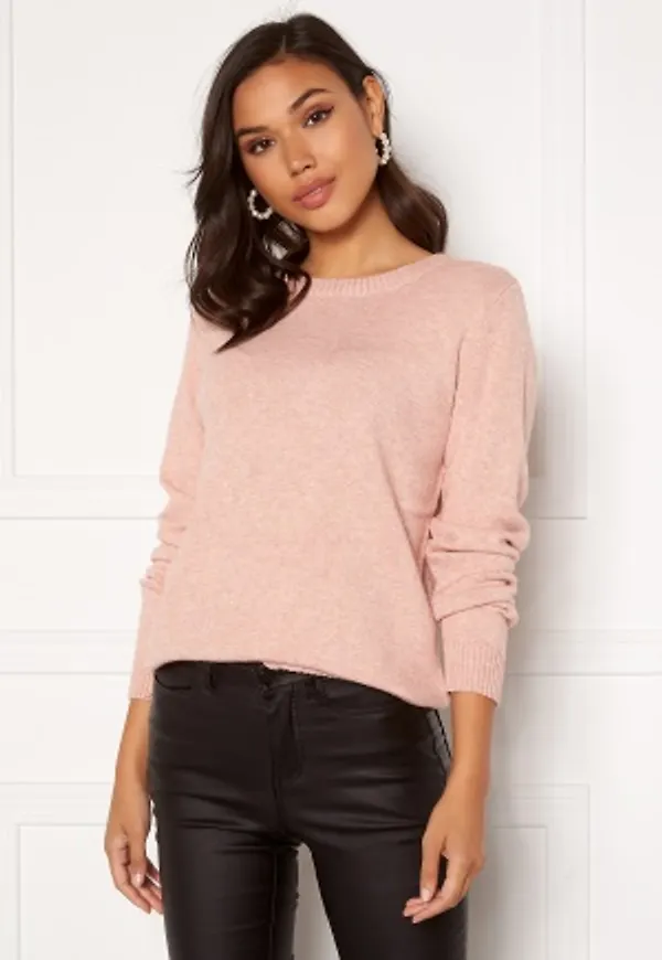 VILA Ril L/S O-neck Knit Top Misty Rose XS