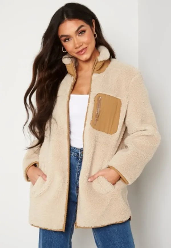 VERO MODA Cillemarie Teddy Jacket Oatmeal Detail:Tiger L