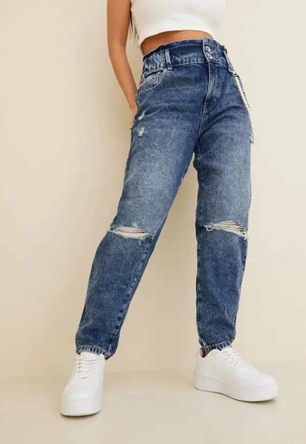 Only Onllu Life Hw Carrot Destroy Dnm Pi High waisted jeans Medium Blue Denim