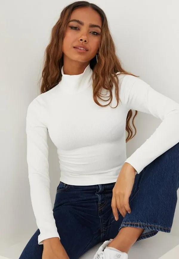 NLY Trend Soft Turtleneck Top Långärmade toppar Vit