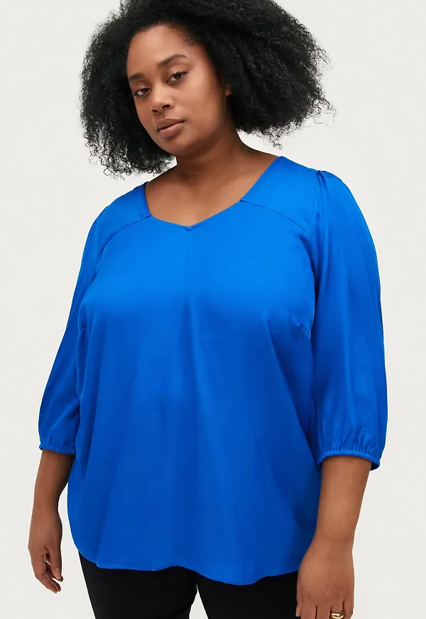 Zizzi - Blus xLasi 3/4 Blouse - Blå