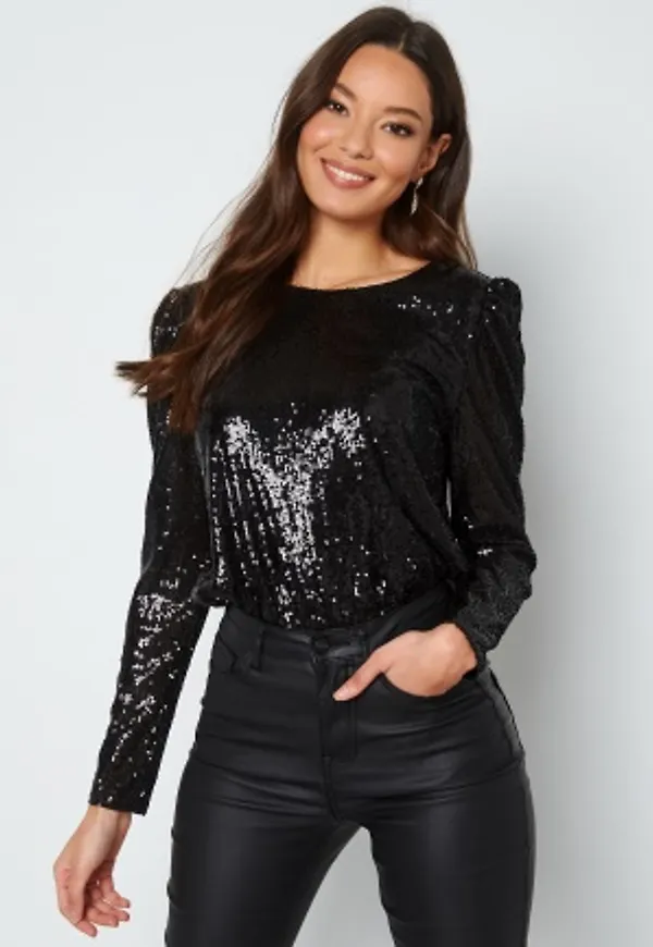 ONLY Twinkly L/S Sequin Top Black M