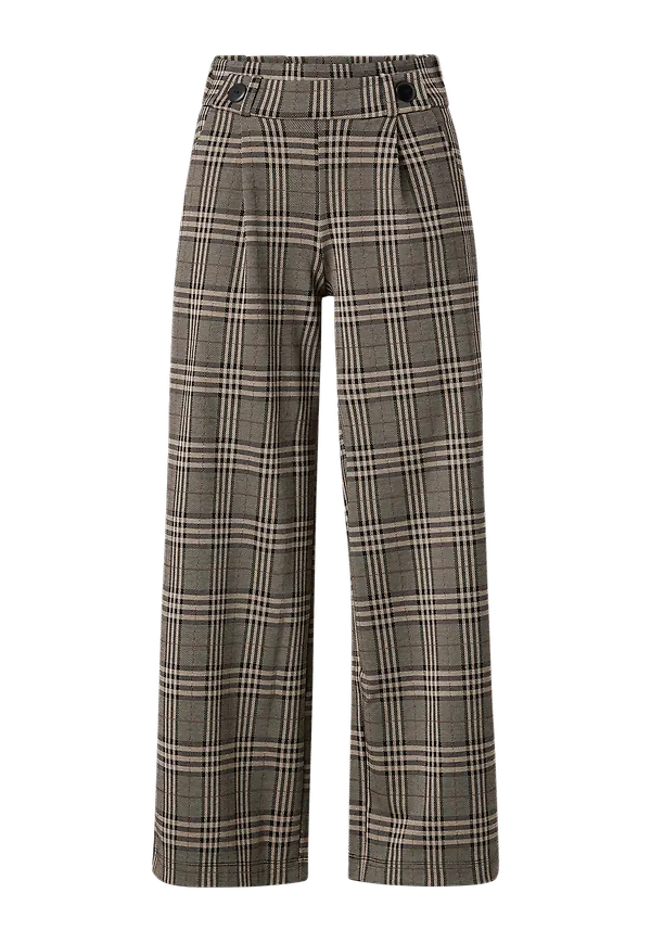 JDY - Byxor jdyGeggo Mia Long Check Pant - Brun