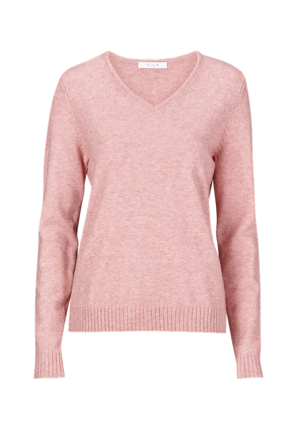 Vila - Tröja viRil V-neck Knit Top - Rosa