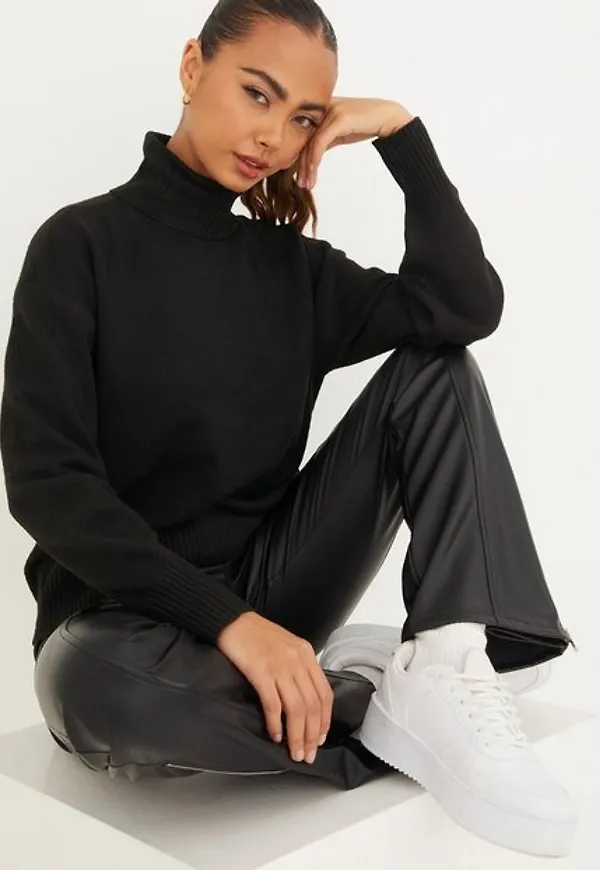 Pieces Pccava Ls High Neck Knit Noos Bc Stickade tröjor Black