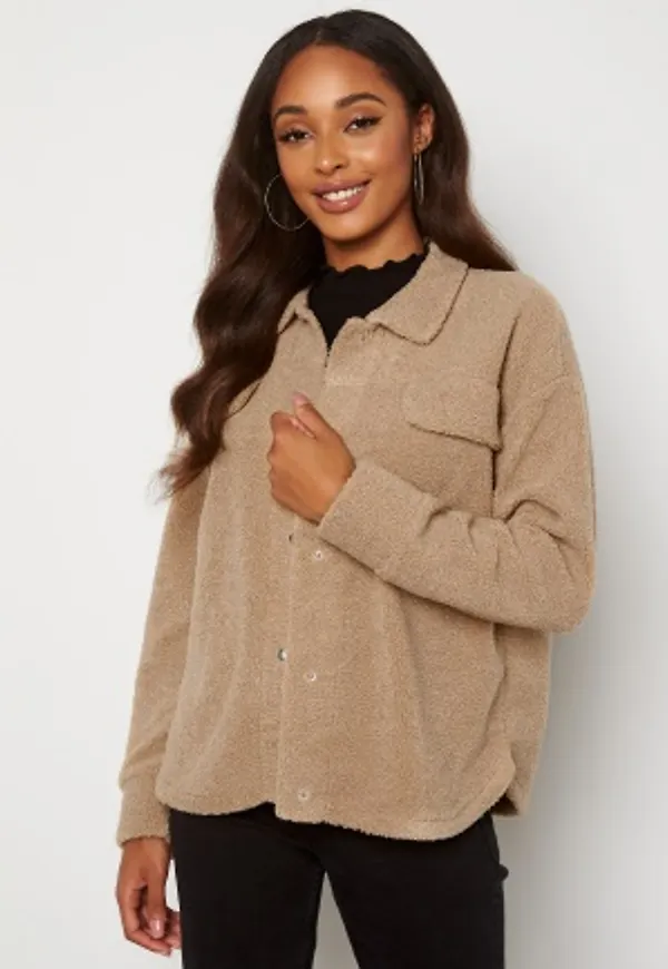 Pieces Carmello Teddy Jacket Silver Mink XL