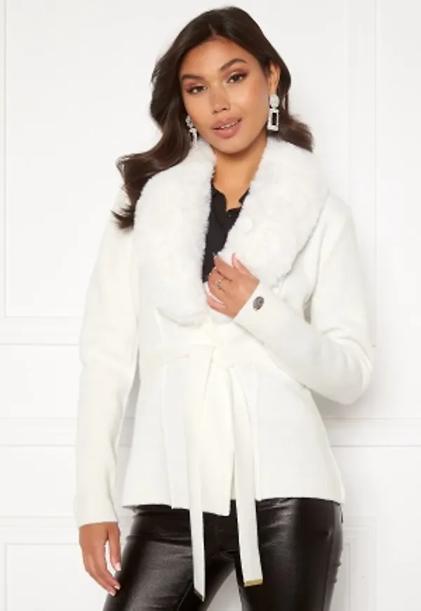 Chiara Forthi Arina heavy knit wrap jacket Winter white 36