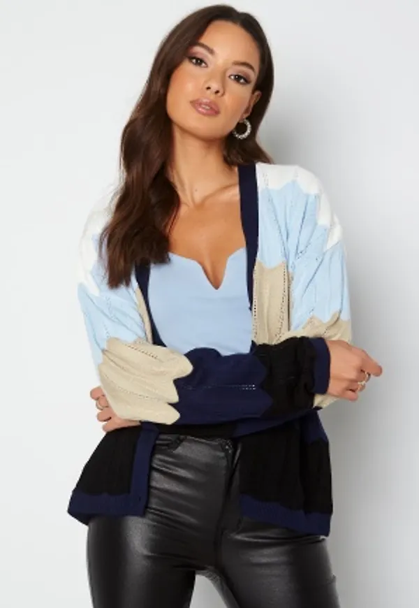 Trendyol V-Neck Stripe Knitted Cardigan Blue M