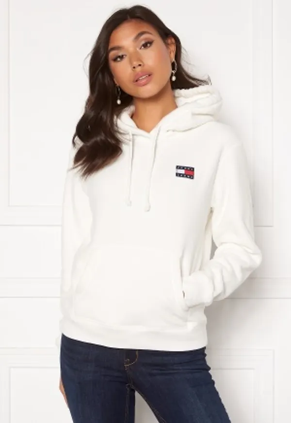 TOMMY JEANS Badge Polar Flecce Hoodie YAP Snow White S