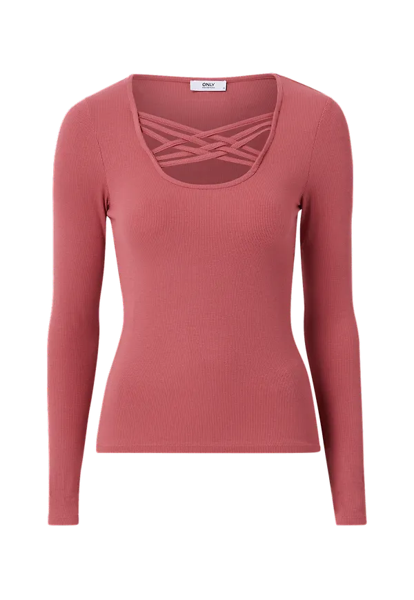 Only - Topp onlMary L/S Detail Top - Rosa